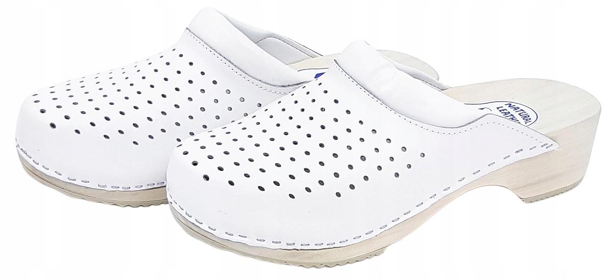 Chodaki Drewniaki Medyczne Męskie BIAŁE *44* PL