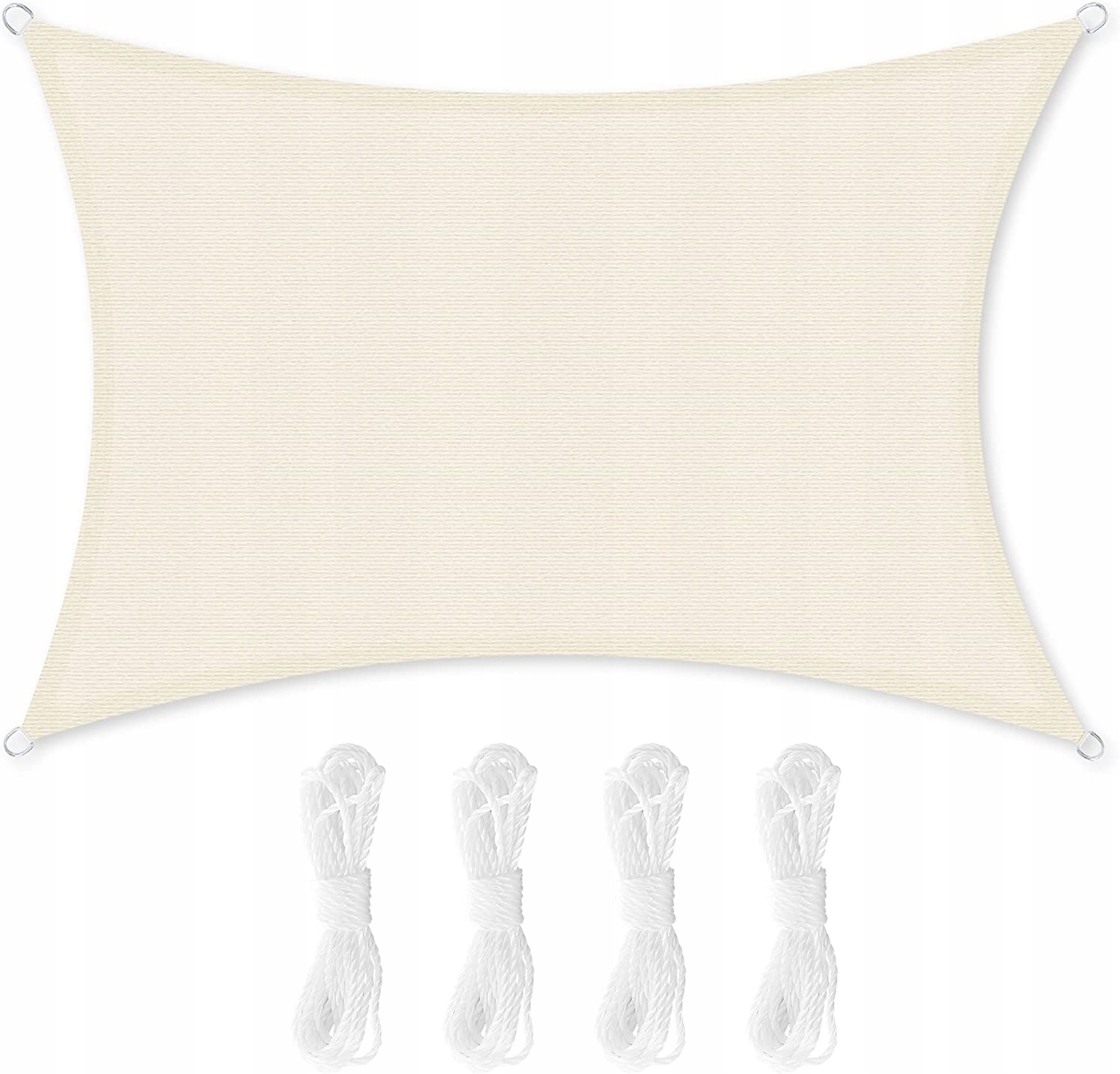 2352. SHADE SAIL Żagiel ogrodowy NAPINANY 5 X 6 M KREMOWY PRZEŚWITUJĄCY