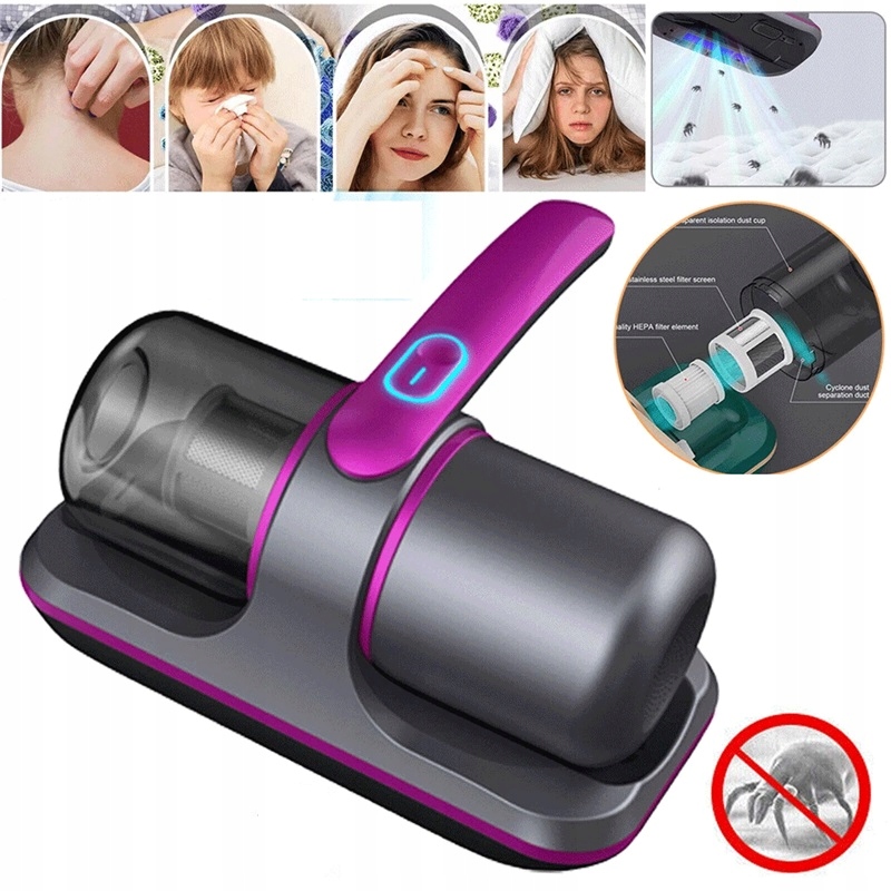 Vysavač 10000 Kpa S Uv-c Lampou Pro Eliminaci Roztočů, Fialový