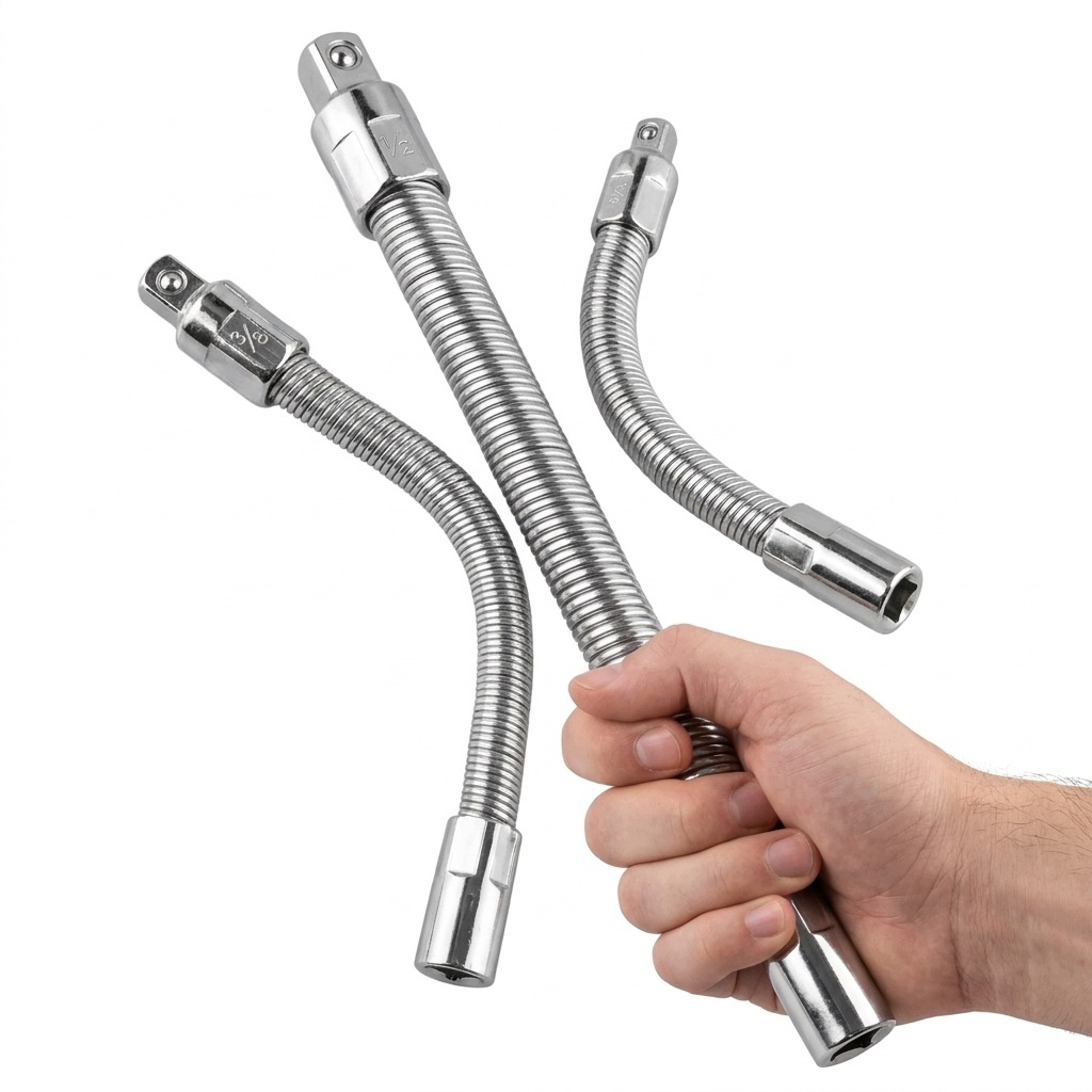 3-CZĘŚCIOWA Elastyczna Przedłużka Nasadowa 1/4" 3/8" 1/2" Cala Giętka