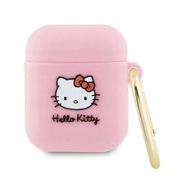 Etui Hello Kitty Silicone 3D Kitty Head na AirPods 1/2 różowe