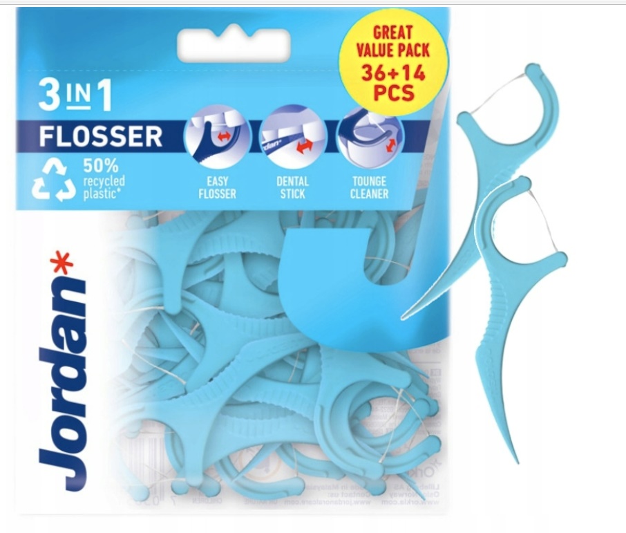 

Jordan Nić Dentystyczna Flosser z Wykałaczką 50szt