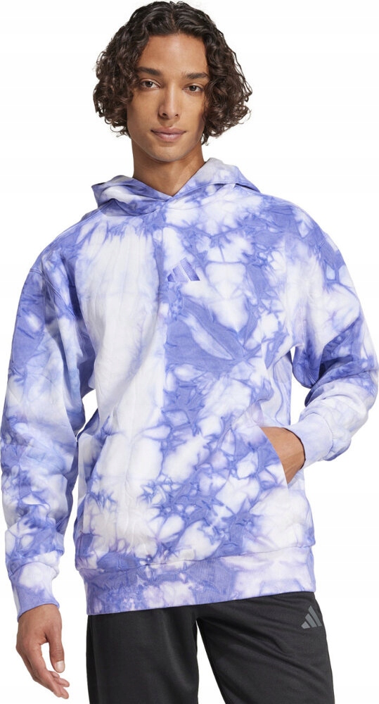 Bluza męska adidas ALL SZN Fleece Washed Hoodie niebiesko-biała