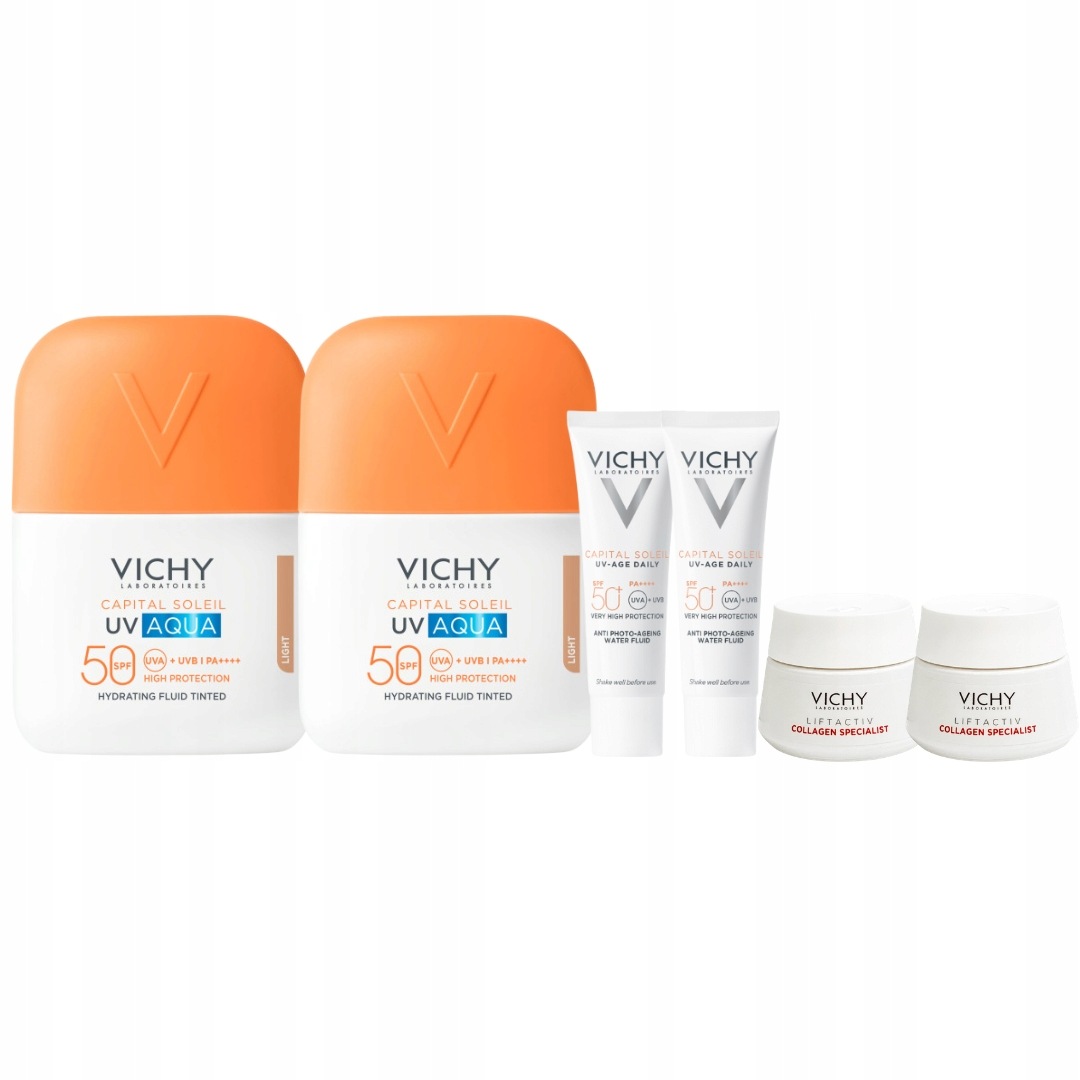 Vichy Capital Soleil UV-Aqua Nawilżający Fluid SPF50+ Koloryzujący 2PAK