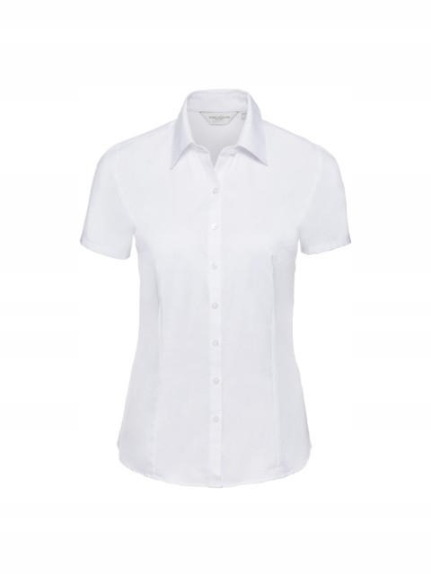 Dámská košile s krátkým rukávem s jedličkou Russell Bílá 4XL