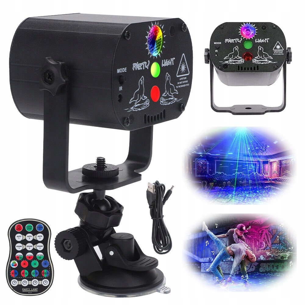 Diskotékový Projektor Disco Koule Reflektor Laser Led Rgb Ovládání Hlasu