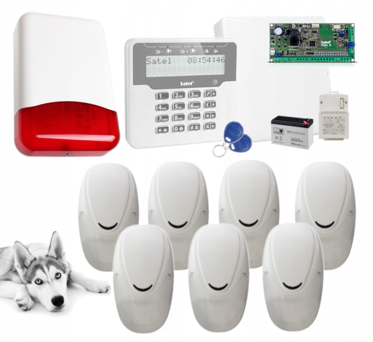 Alarm Do Domu Na 7 Czujek Pet 15KG Satel Czytnik Rfid Sms Gsm Aplikacja