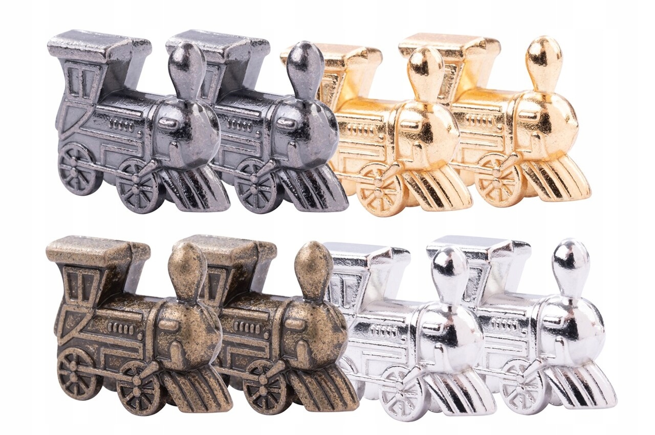 Lokomotywa -Zestaw 8 Metalowych Lokomotyw do Domino Mexican Train w Pudełku