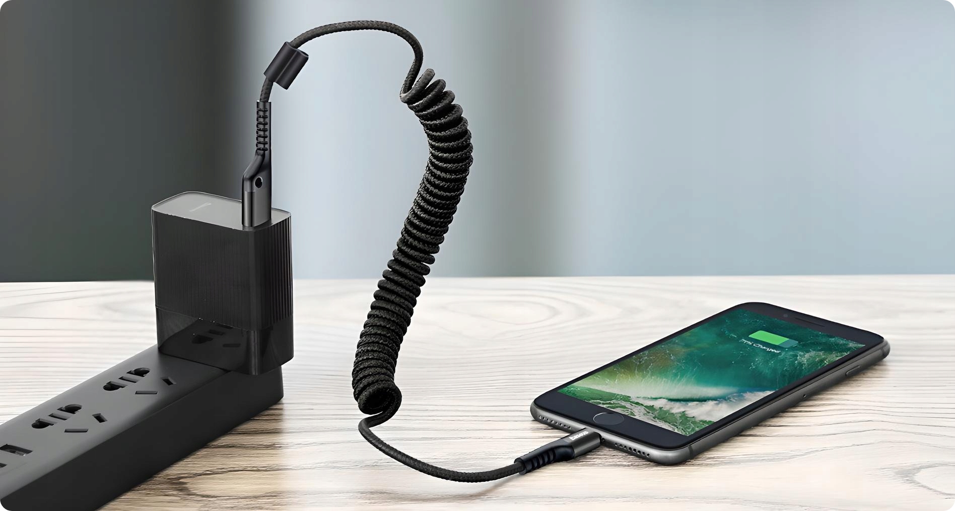 BASEUS MOCNY KABEL SPIRALNY SPRĘŻYNKA USB DO LIGHTNING IPHONE PRZEWÓD 2A 1M Długość przewodu 1 m