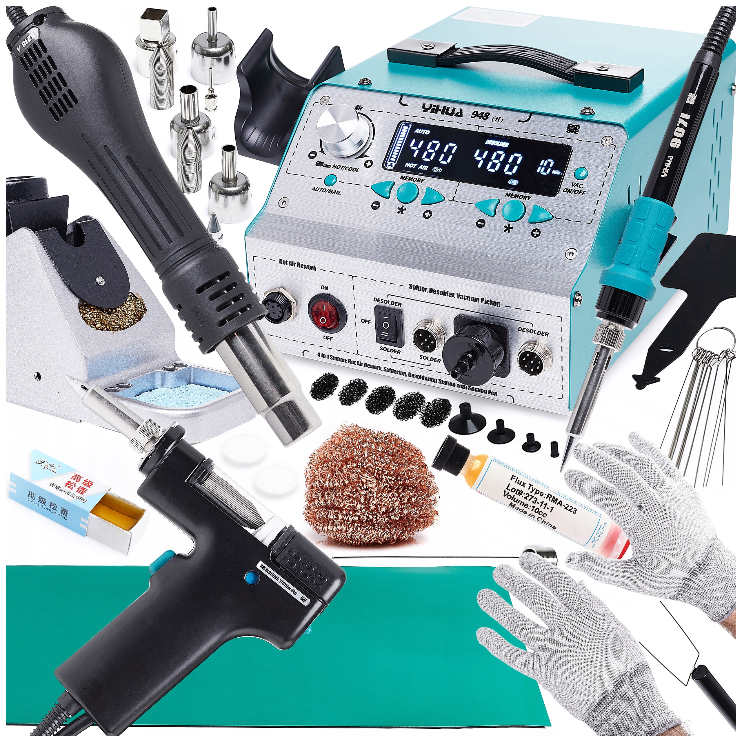 Set Pájecí Stanice 4v1 Hot Air Yihua 948-II Mata Příslušenství