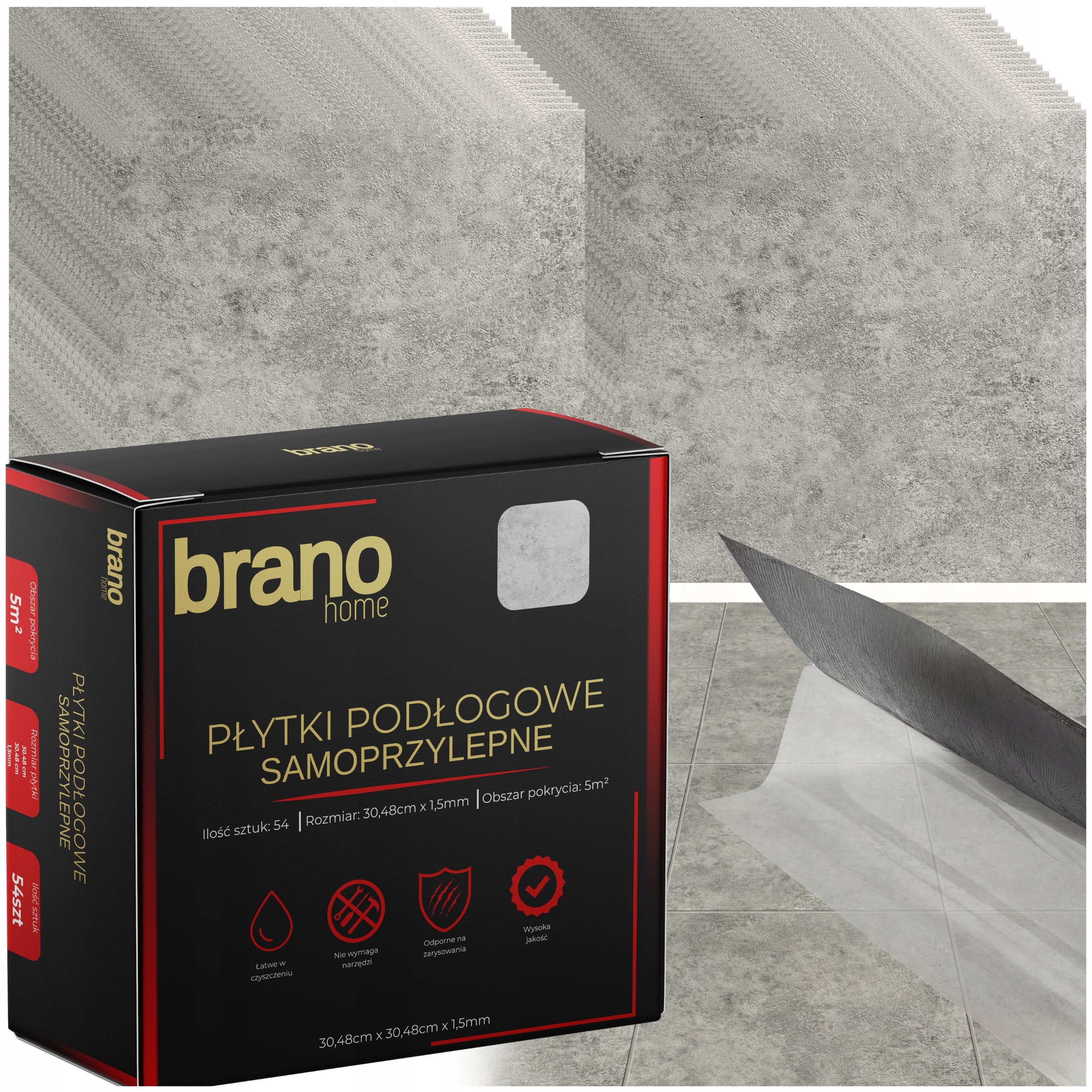 Samolepící vinylové dlaždice 5 m Beton Loft Panely Kafle Cement Voděodolné