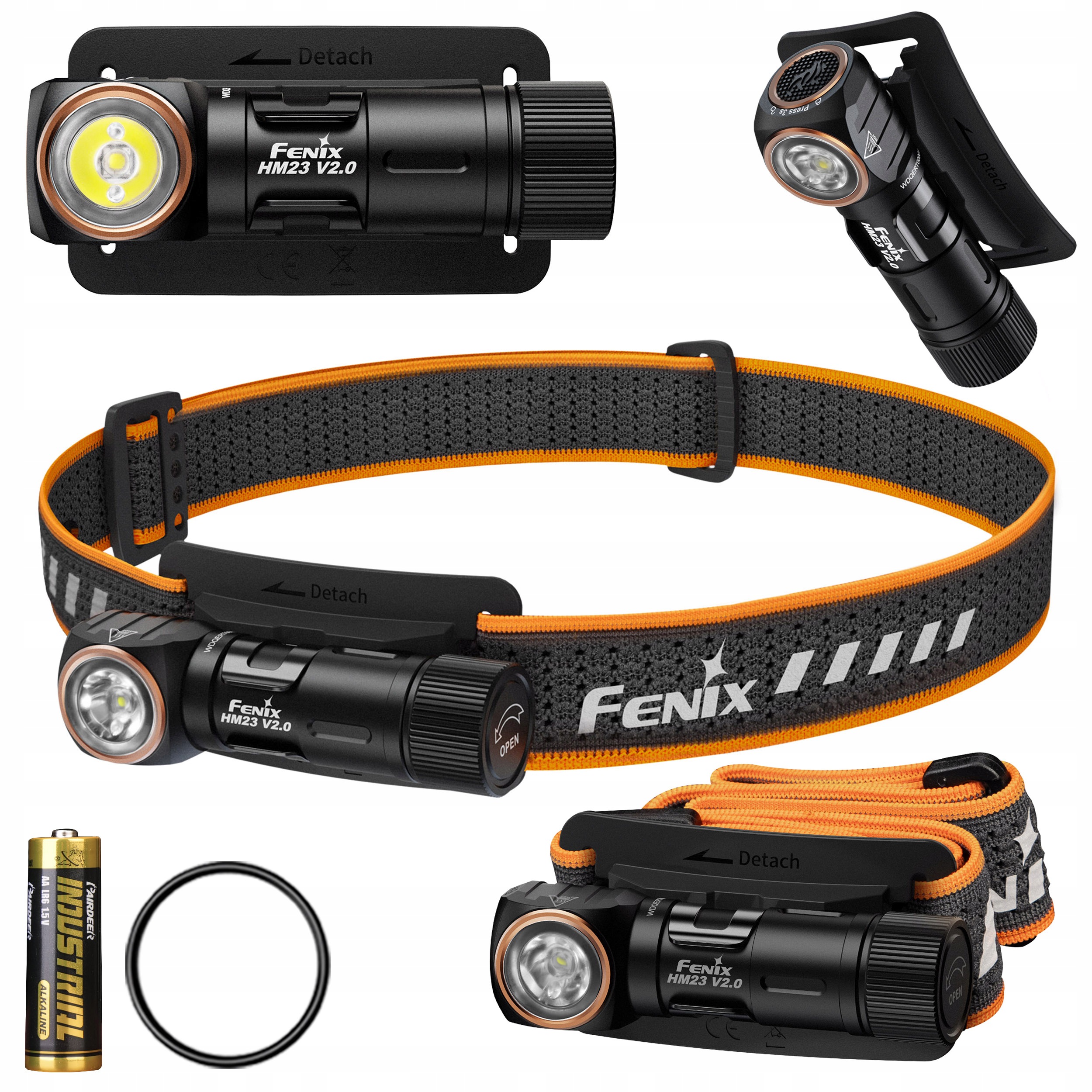 Latarka czołowa Fenix HM23 V2.0 300 lumenów Aa 88 metrów Bateria Zestaw