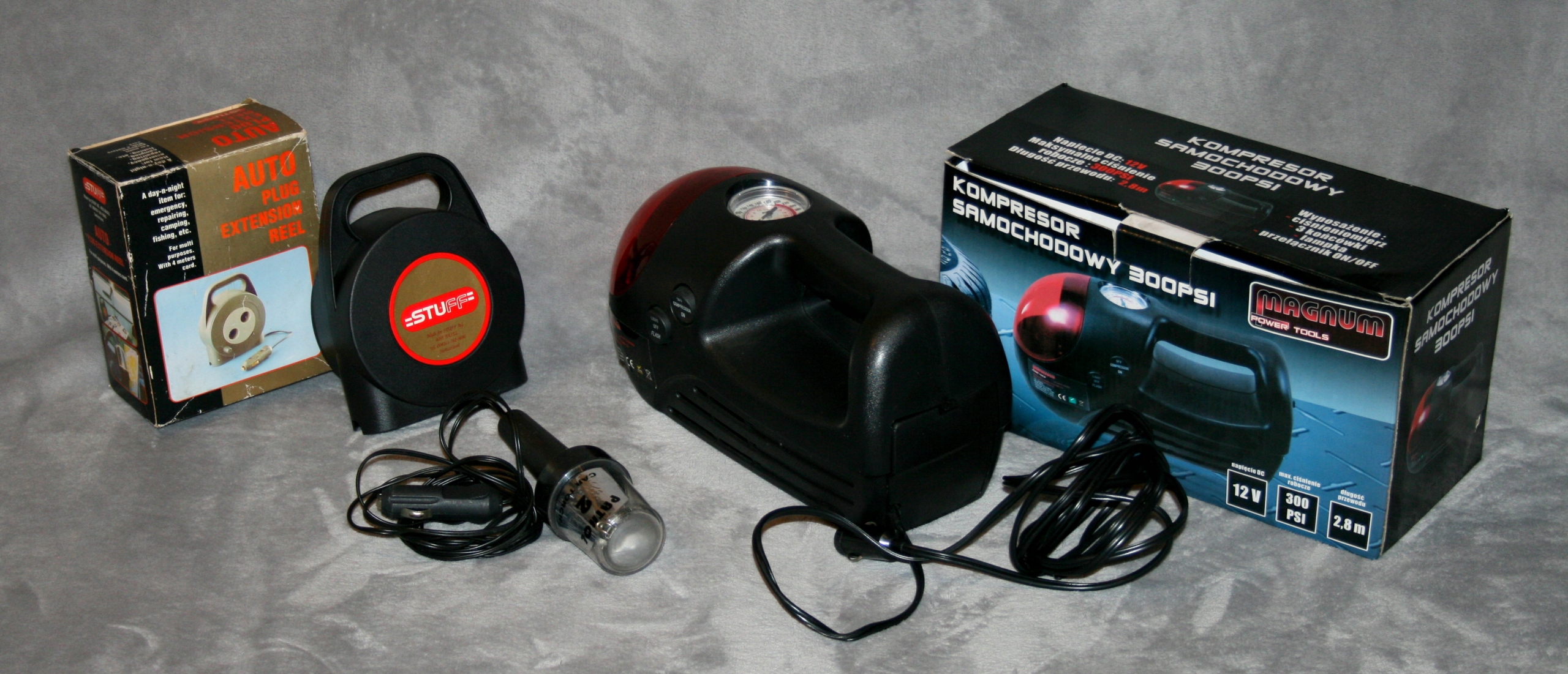 AKCESORIA DO AUTA LAMPKA KOMPRESOR PRZEDŁUŻACZ 4 m