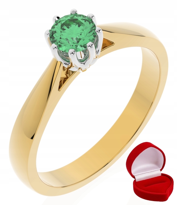 Zlatý Prstýnek 585 14k Smaragd 0,30 ct Krabička R24