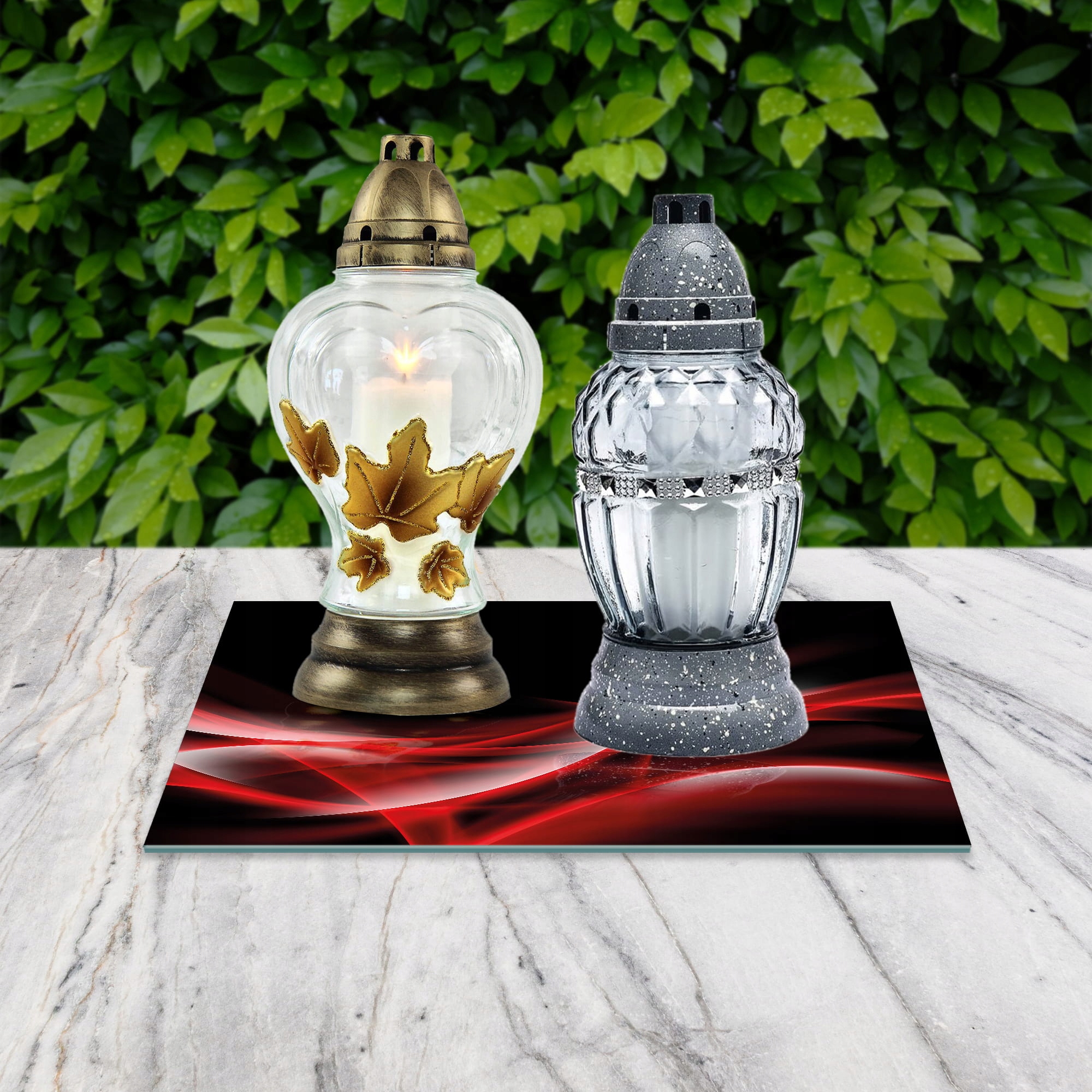 SZKLANA PODSTAWKA POD ZNICZE 30x20cm Fale 126a Marka inna