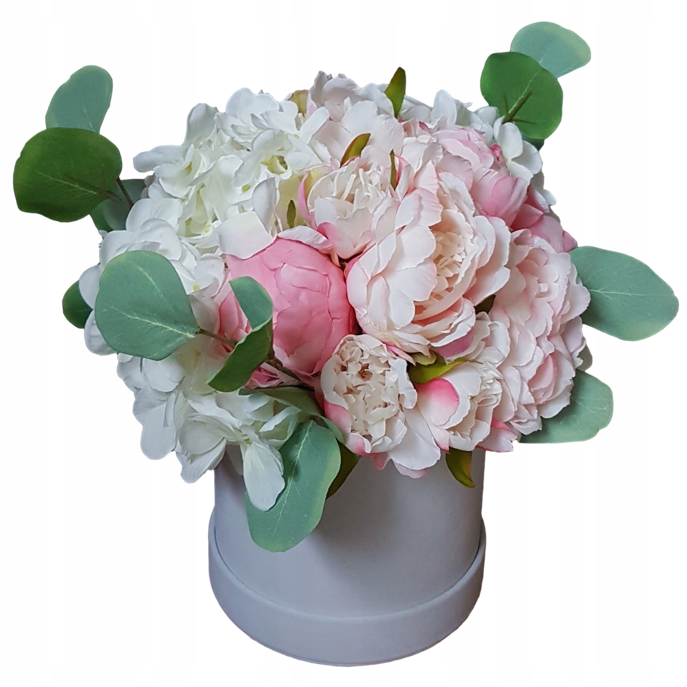Flower Box velúr Pivonie Peonie pivonka pivónia eukalyptus hortenzie biele