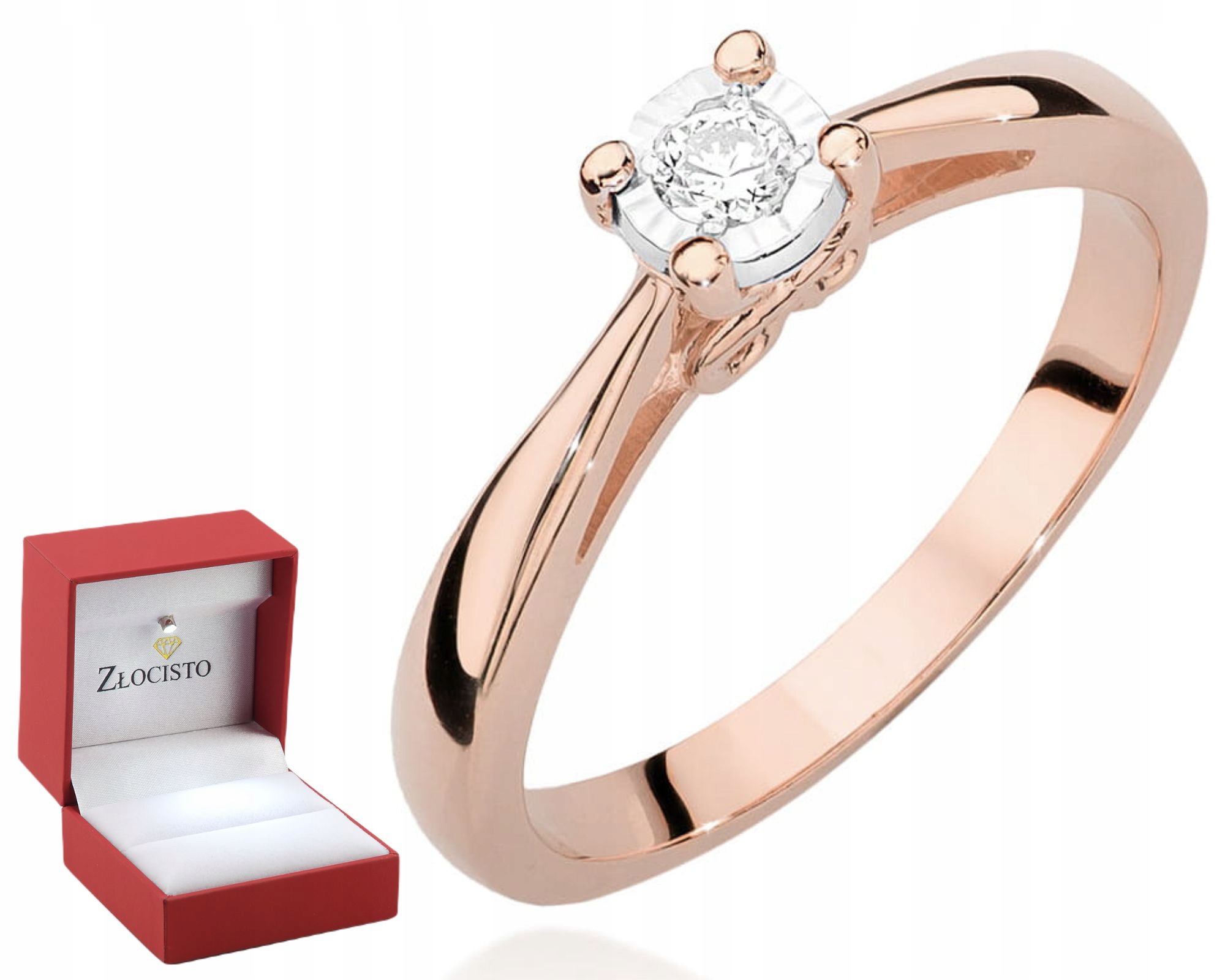 Prstýnek v růžovém zlatě s diamanty Gravírování