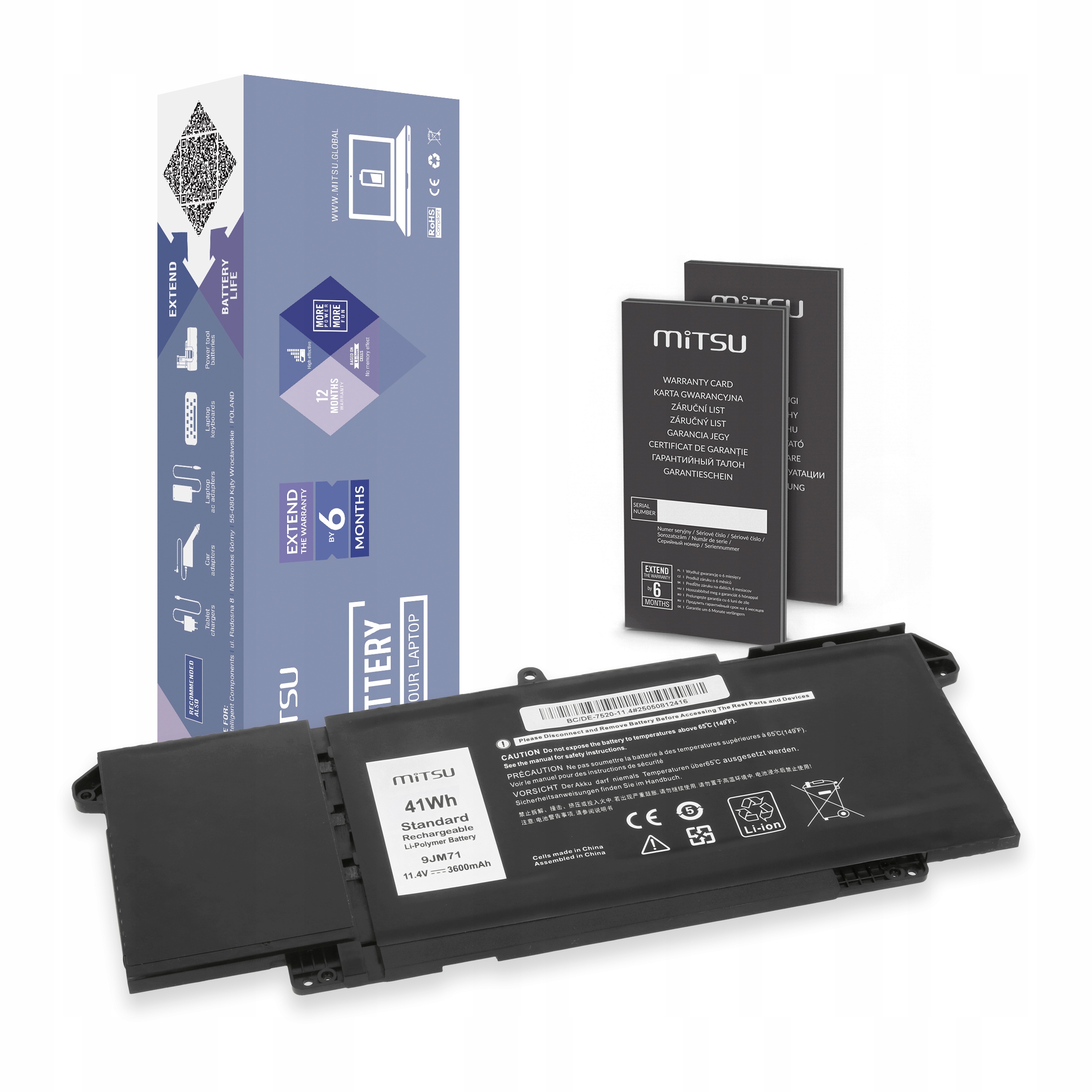 Bateria Mitsu do Dell Latitude 5320 7320 7520 11.4V
