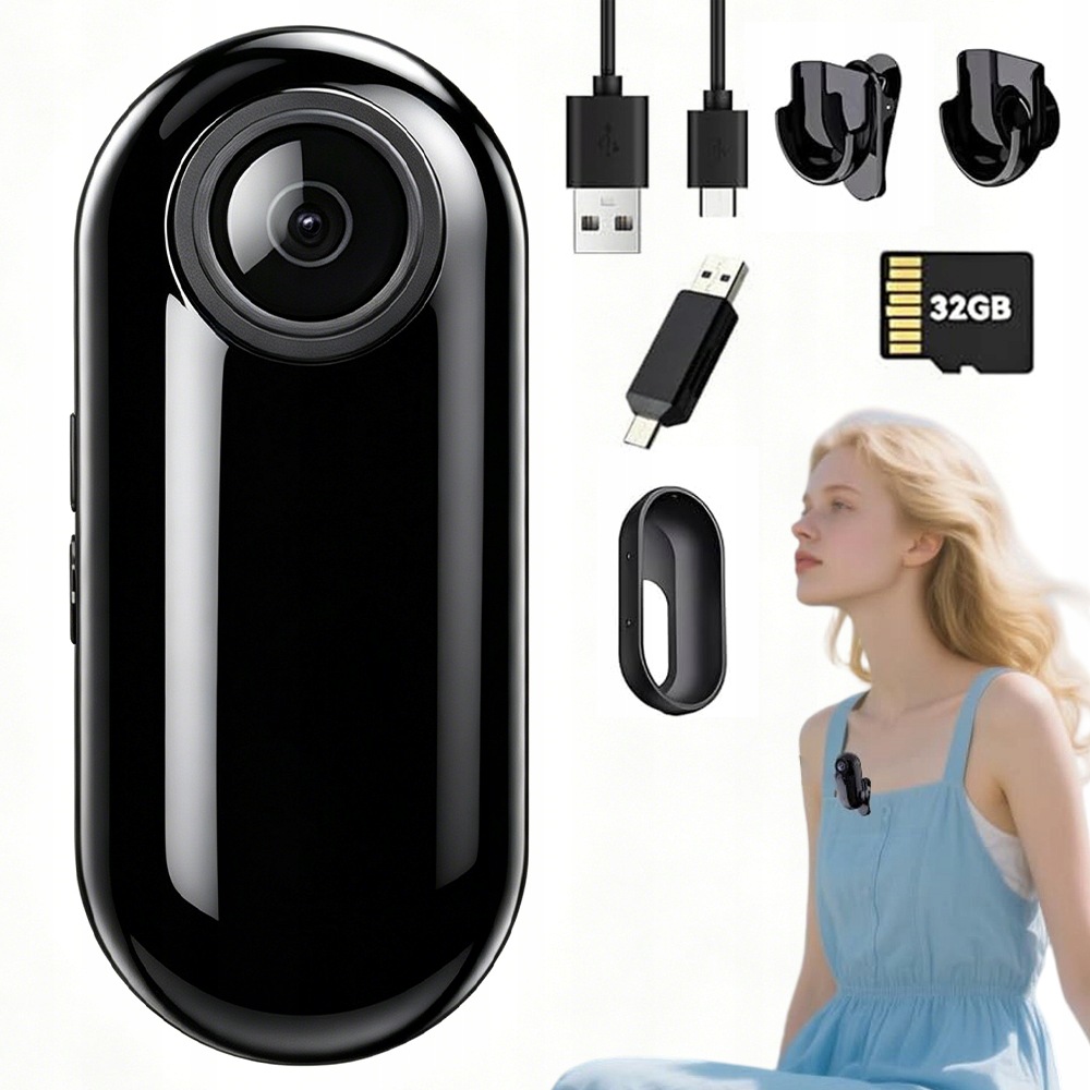 Mini Sportovní Kamera Full Hd Kamera 1080P Pro Zvířata Černá S 32 Gb Kartou