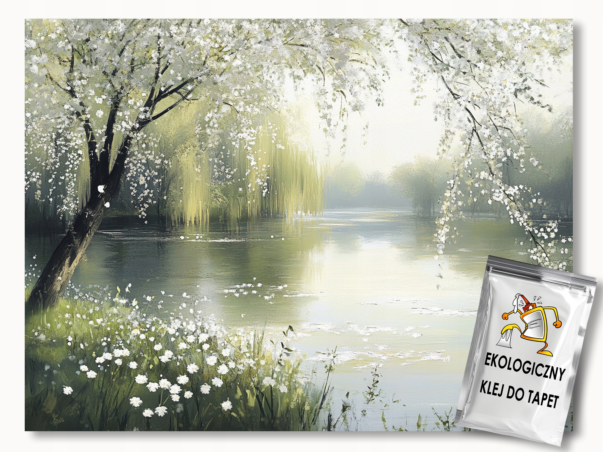 Fototapeta Flizelina Krajina Park Jaro Dřevo Květiny Rybník 300x210 110g