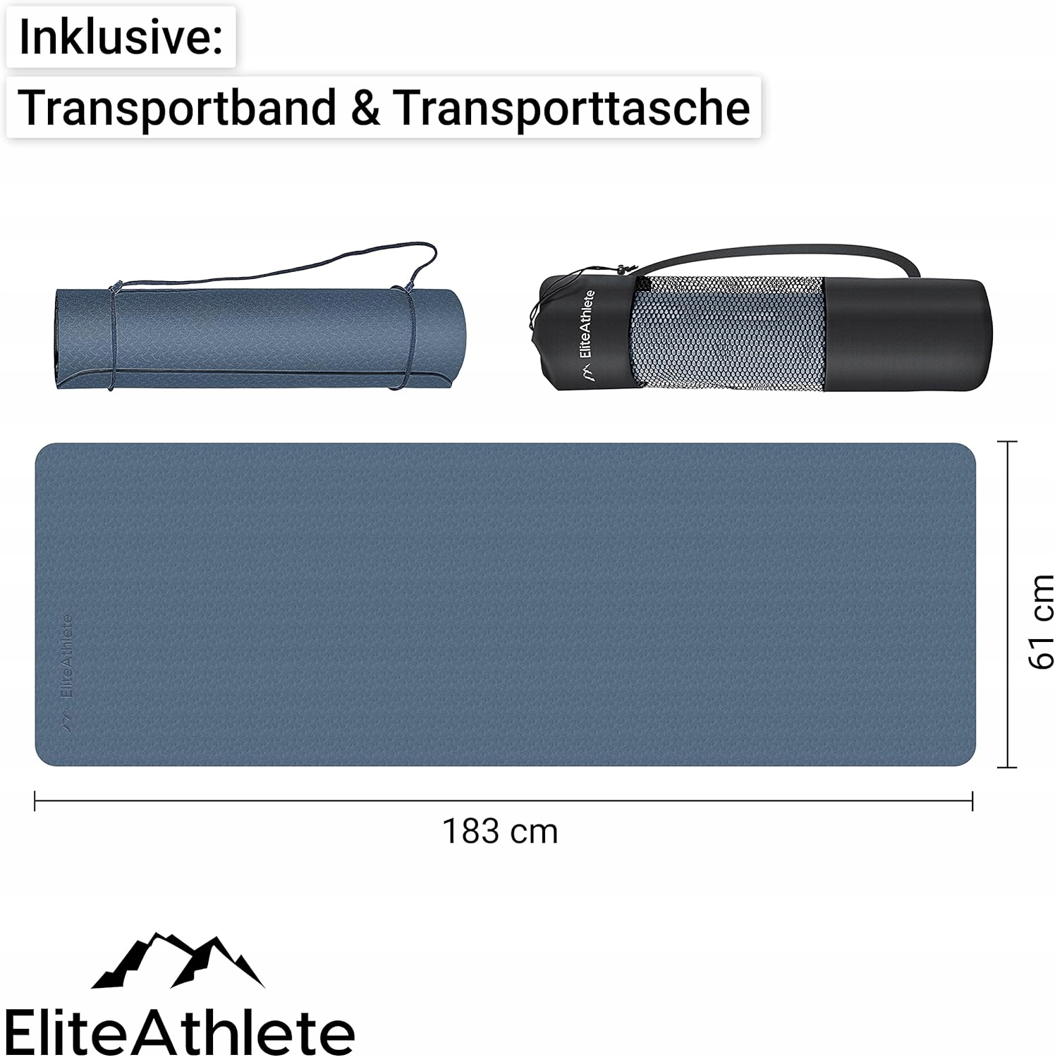 Sportovní podložky EliteAthlete 183x61x0 6 cm pro fitness jógu a pilates s taškou