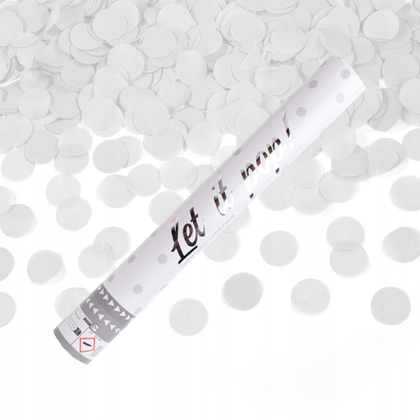 Tuba z Konfetti Armatka Strzelająca Białe Ślub Wesele Party 40cm