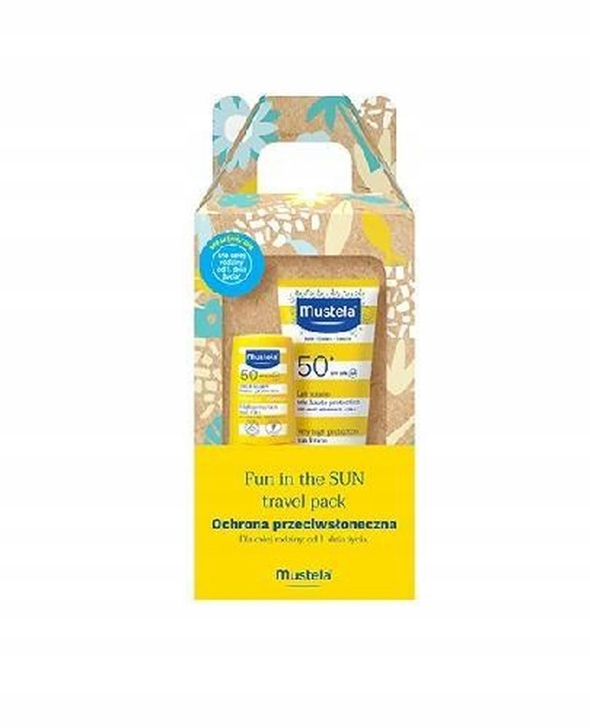 Mustela Fun In The Sun Travel Pack Mleczko SPF50+ 40 ml Sztyft SPF50+ 9 ml