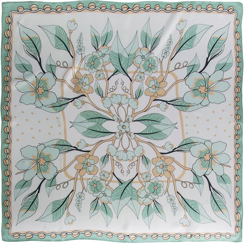 Dámská hedvábná šála Velká šála 100% hedvábí 88 x 88 cm Šála Květiny