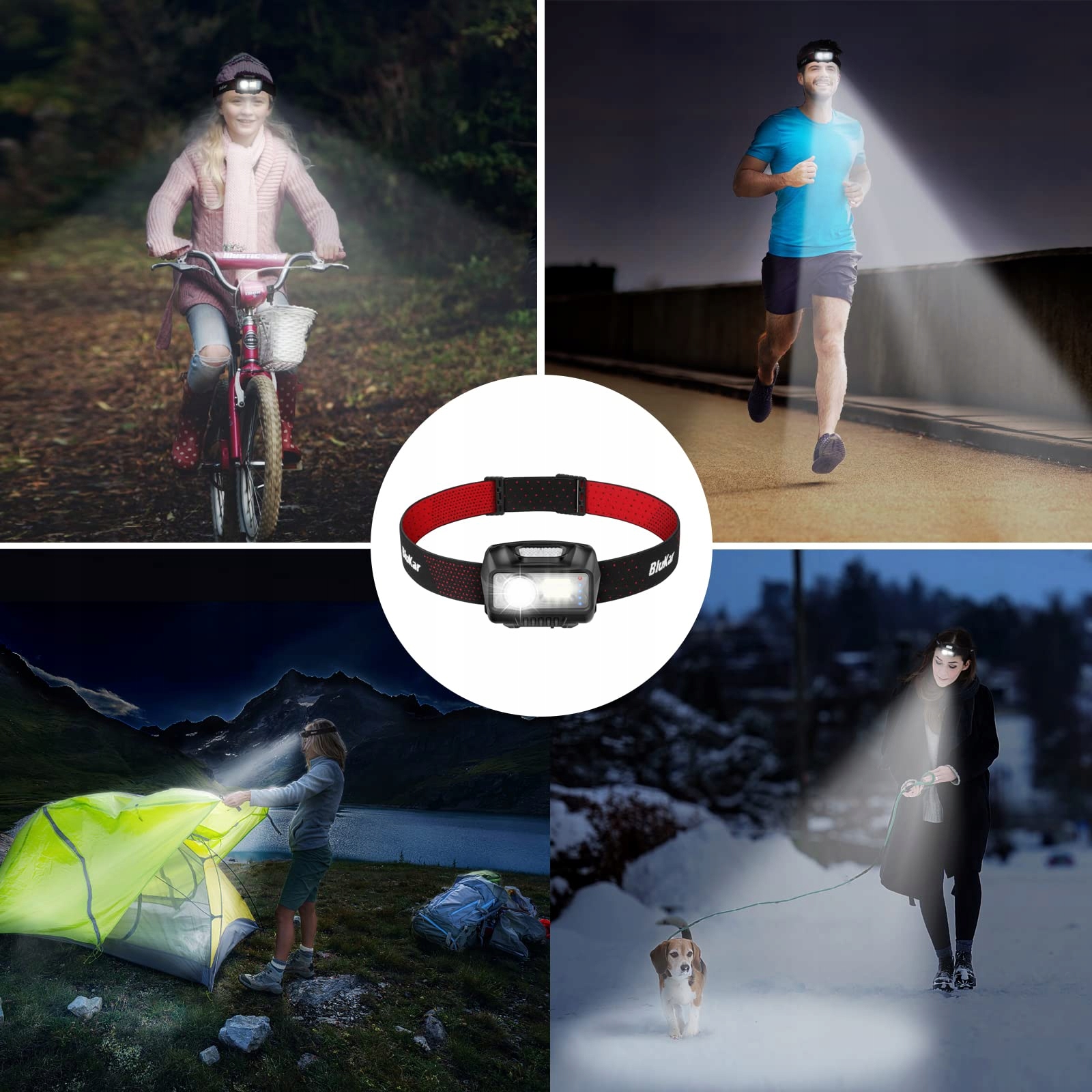 Blukar Lampa LED Latarka Na Głowę Czołowa Jogging — miniatura 9