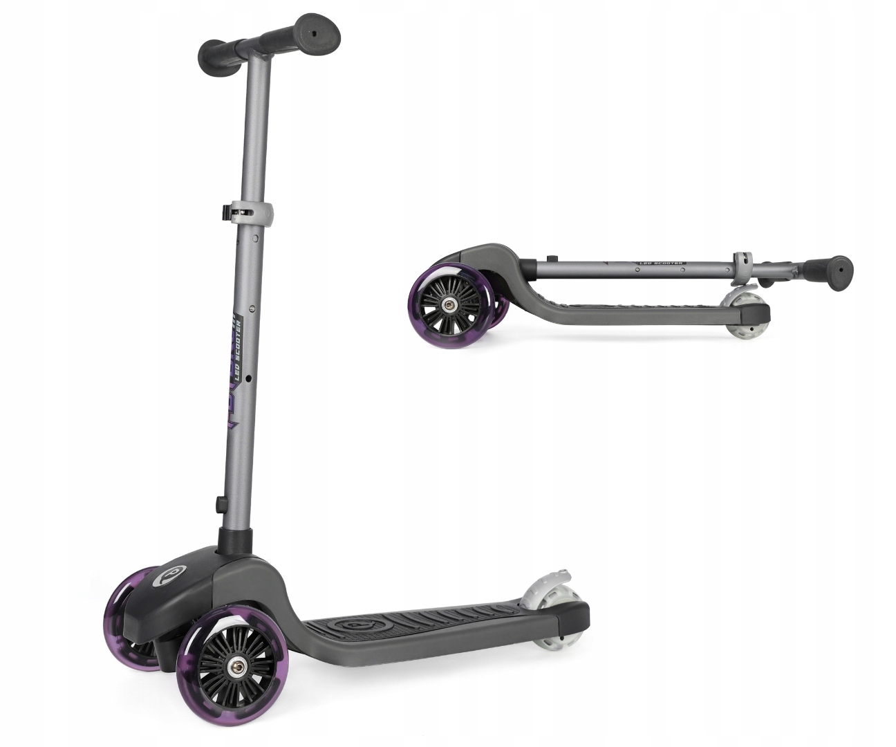 Qplay Hulajnoga trójkołowa dla dzieci Future Eco Purple 3-8 lat koła Led