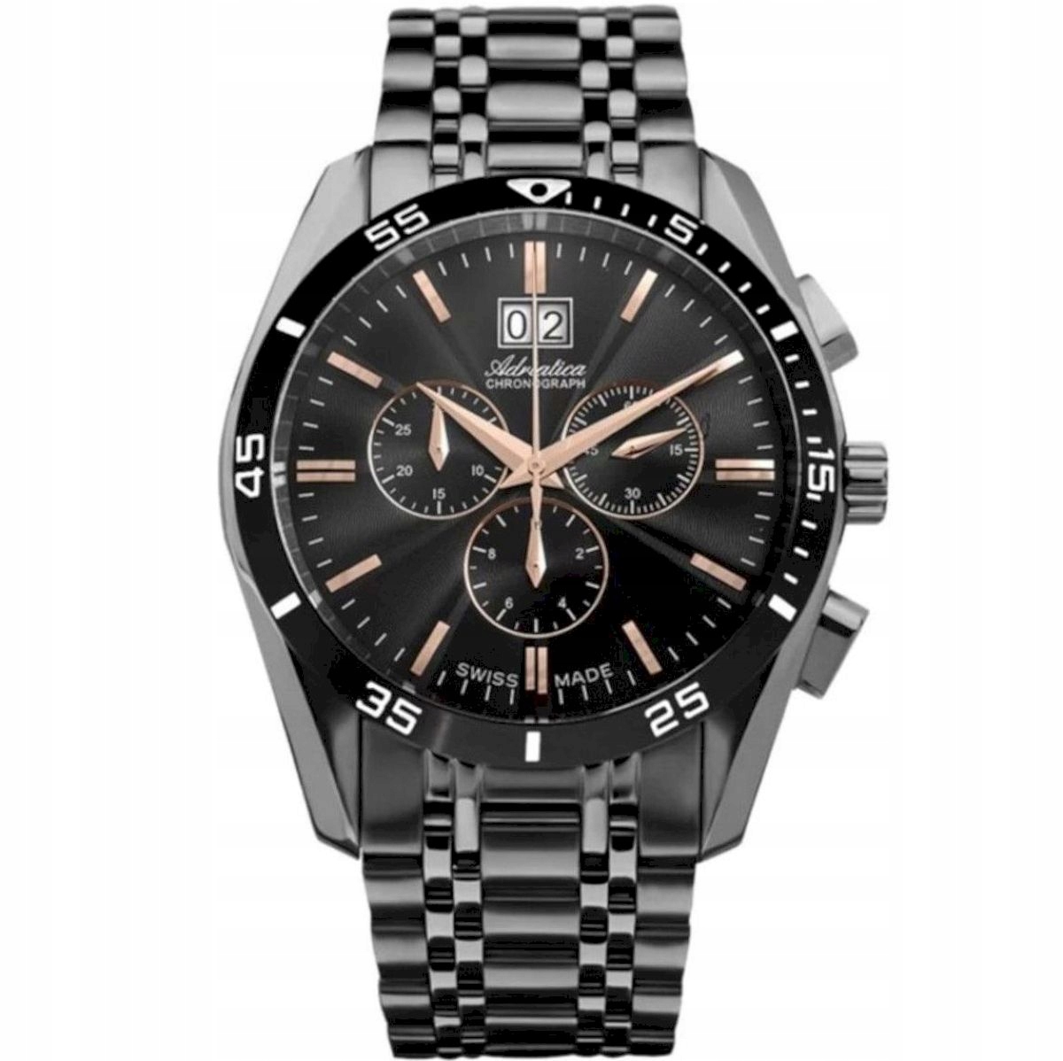 Švýcarské pánské hodinky Adriatica s chronografem a náramkem
