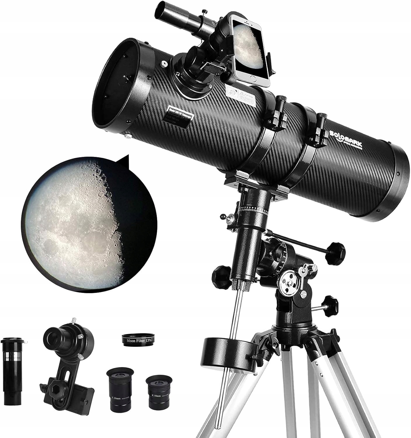 Teleskop Teleskopický Reflektor Solomark 130EQ Newtonovský Astronomie Stativ