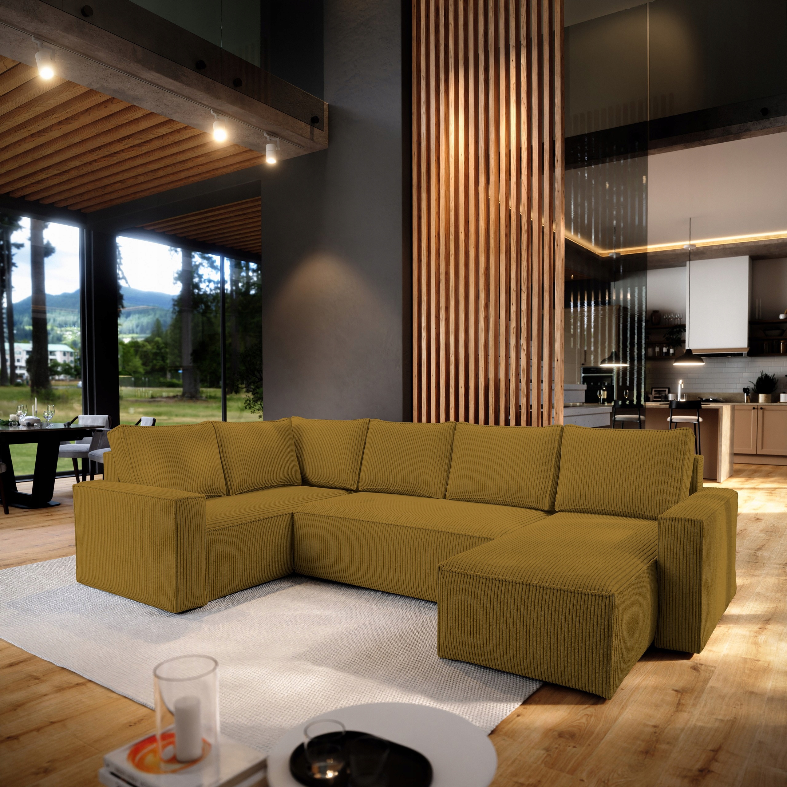 Rohová Sedací Souprava Norena Funkce spaní Klasický manšestr Žlutá