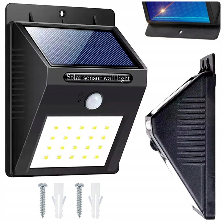 

Kinkiet Solarny Lampka ścienna Led Zimny 2W z Pir