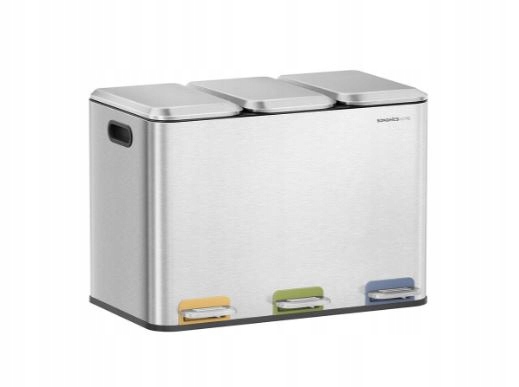 Kosz Na Śmieci 3x15L 45L Segregacja Cichy Domyk Srebrny