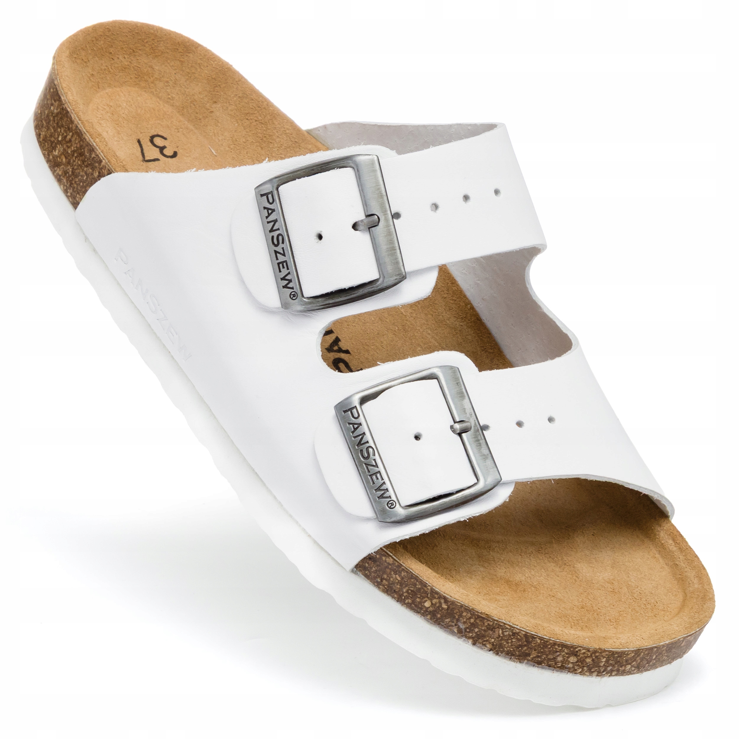 Nazouváky Kožené Dámské na Korku Ortopedická obuv Polské Bílé PanSzew