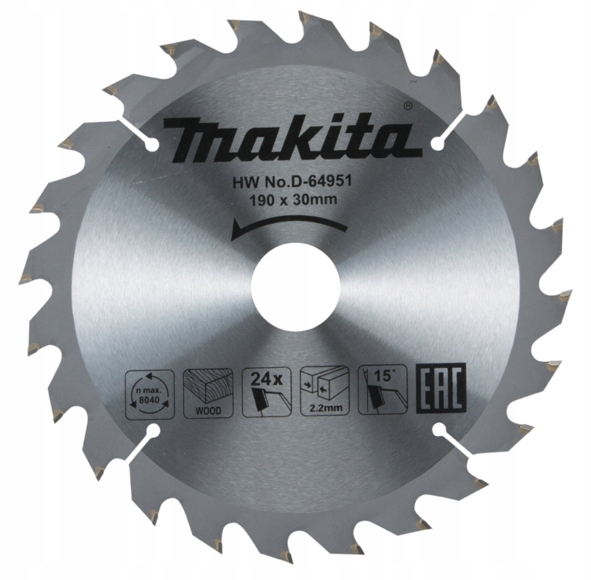 

Makita Tarcza piła widiowa do drewna 190×30 24z