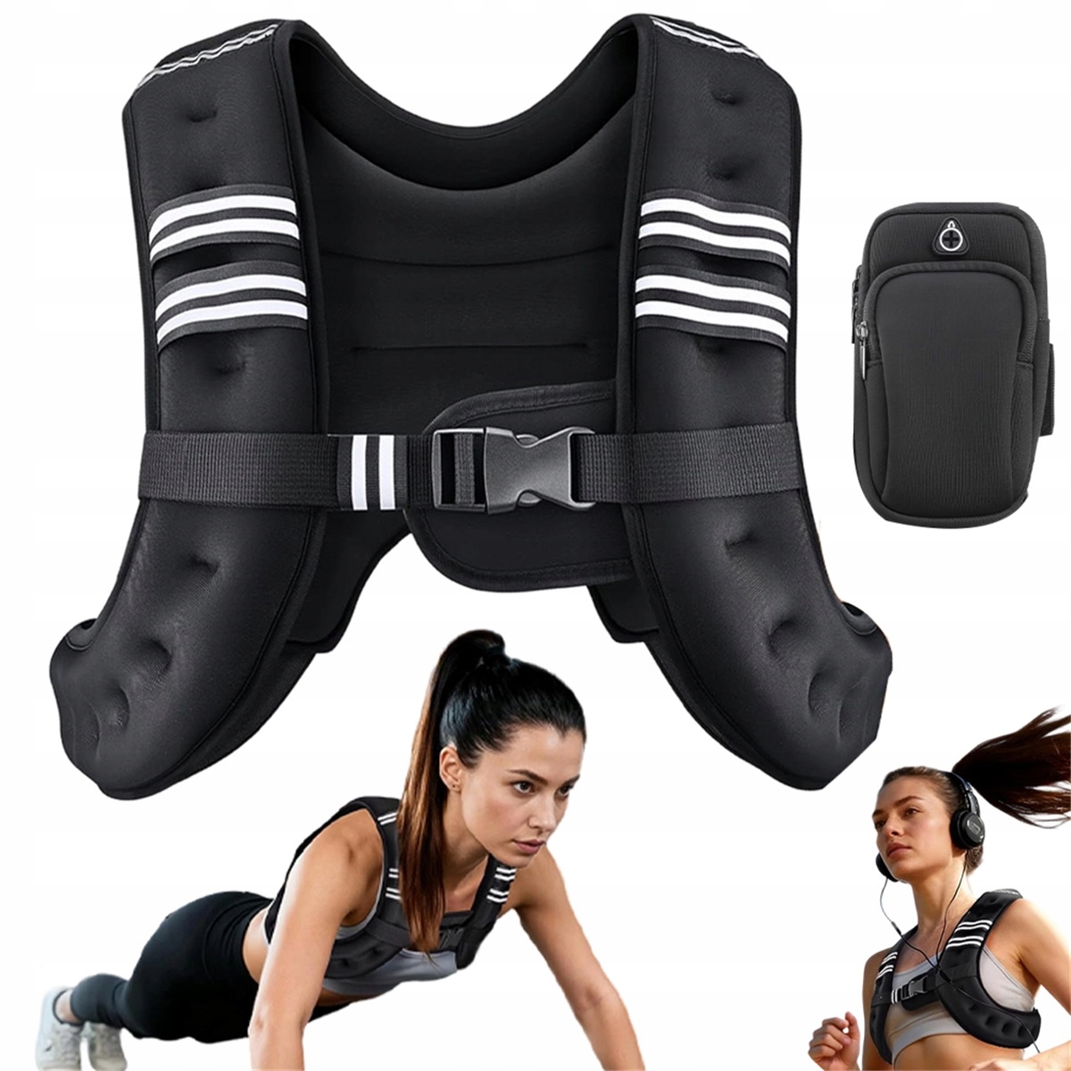 Sportovní Vesta S Reflexním Pruhem Na Noční Běhy, Černá, 5.4 Kg