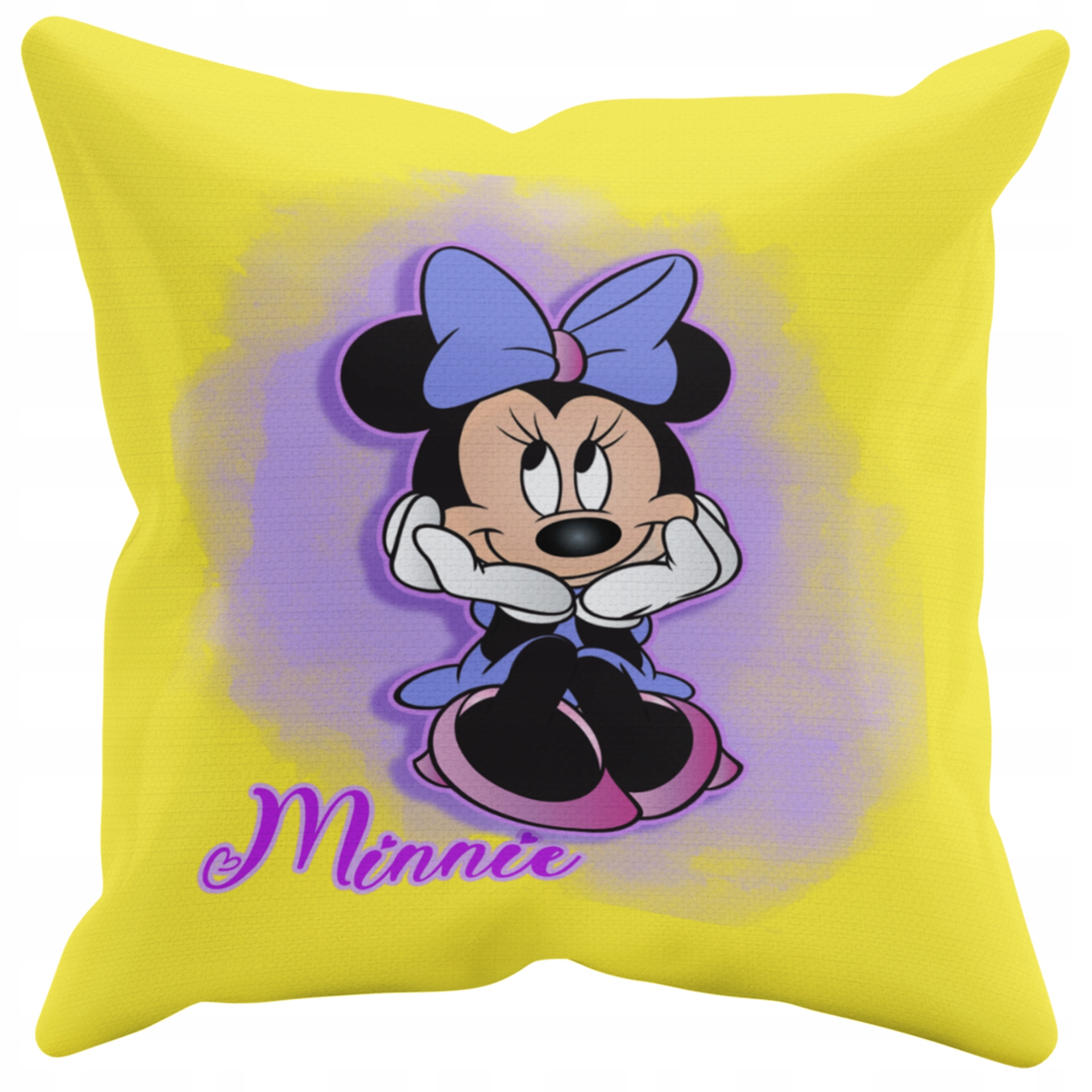 POSZEWKA NA PODUSZKĘ JAŚKA DO PRZEDSZKOLA MYSZKA MINNIE + IMIĘ GRATIS Kolor dominujący odcienie żółtego i złota