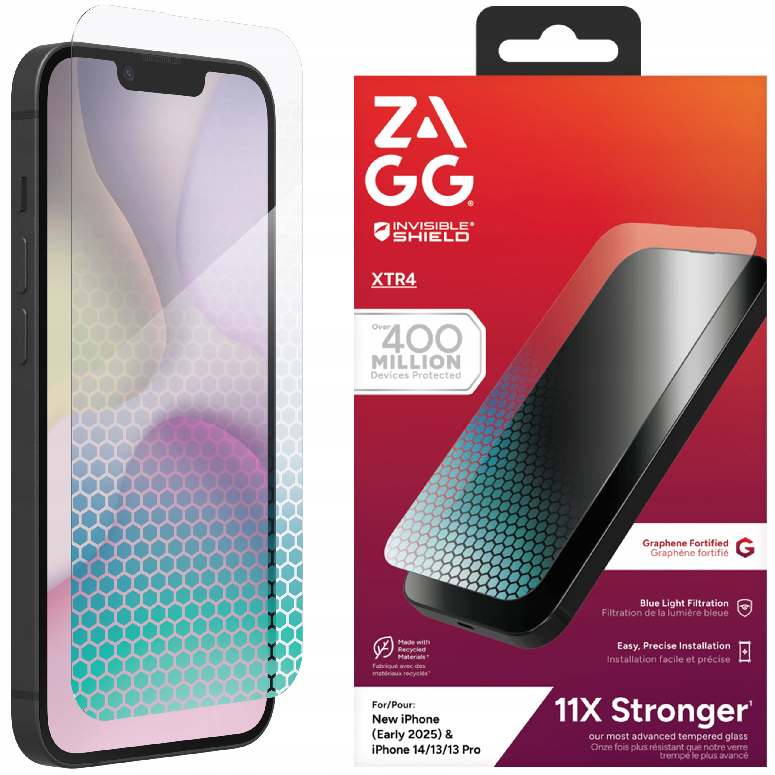 Zagg XTR4 – Tvrzené Sklo na displej pro iPhone 17e 16e 14 13 Pro 13