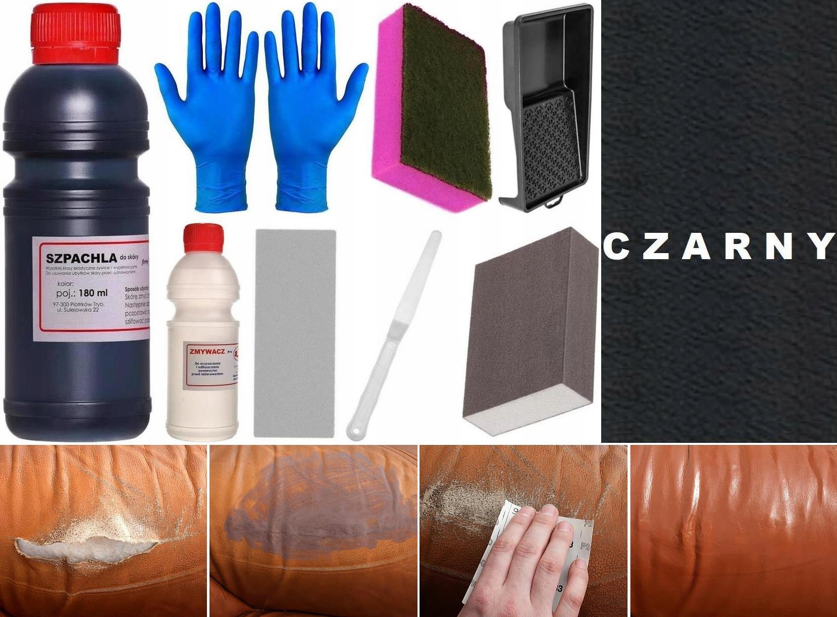 Černá Sada Na Opravu Kůže Dír pro dutiny Odstraňovač špachtle Renoskór Sádra