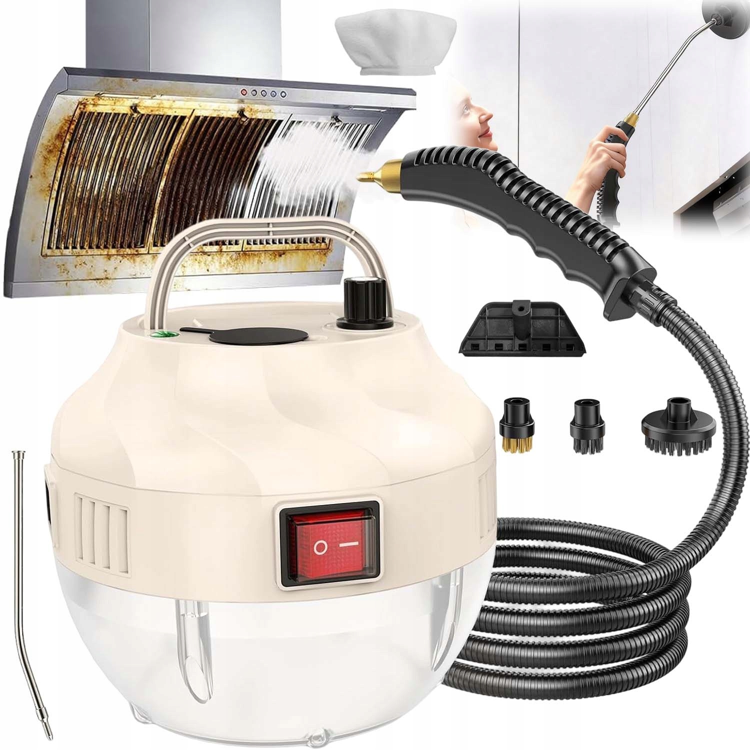 Parní Čistič 1500 W Ruční Čistič Vysavač Parní Sada 3 Štětců 1000 ML