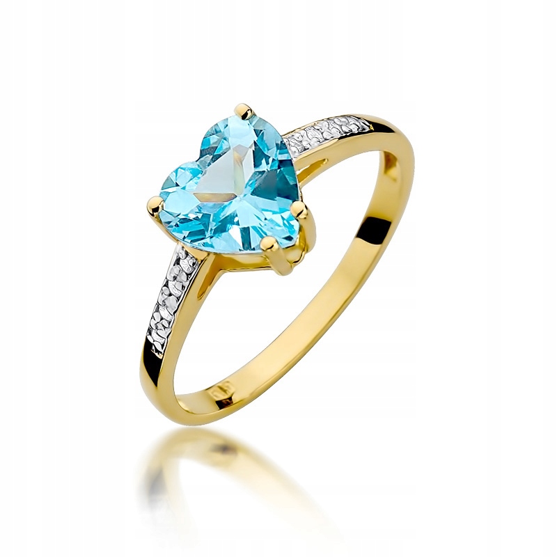 

Złoty Pierścionek pr585 Topaz Brylanty Grawer