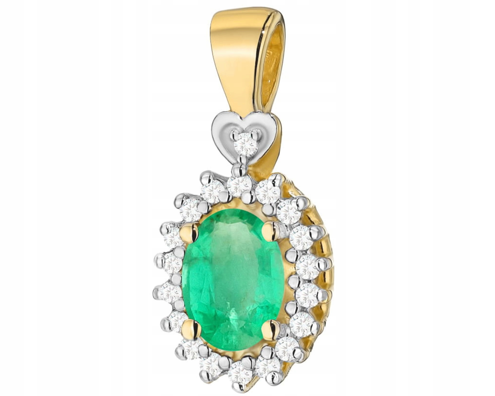 Zlatý Přívěsek S Briliantem A Zeleným Smaragdem 585 Dárek Gravírování