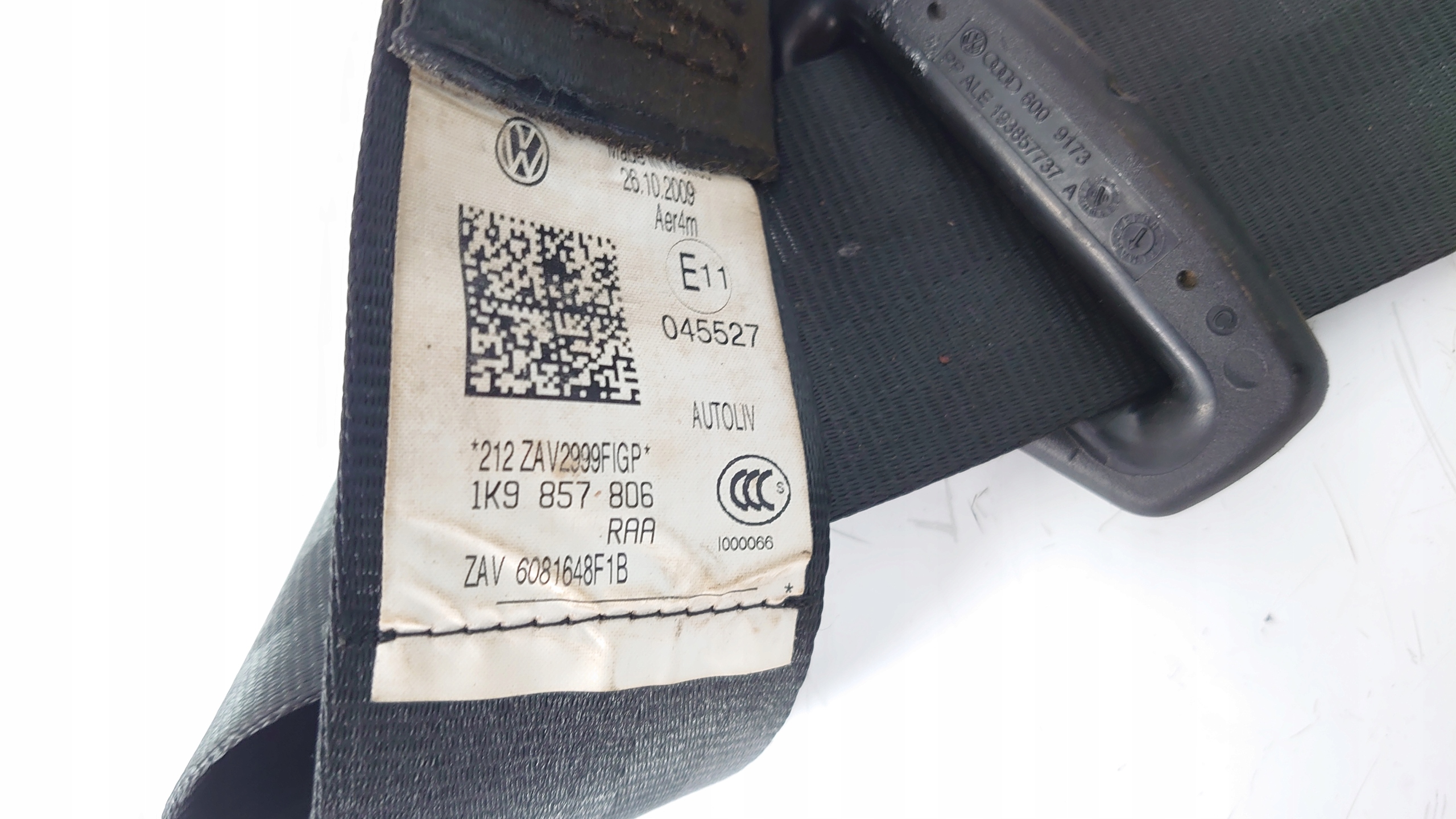 VW GOLF VI sicherheitsgurt 1K9857806