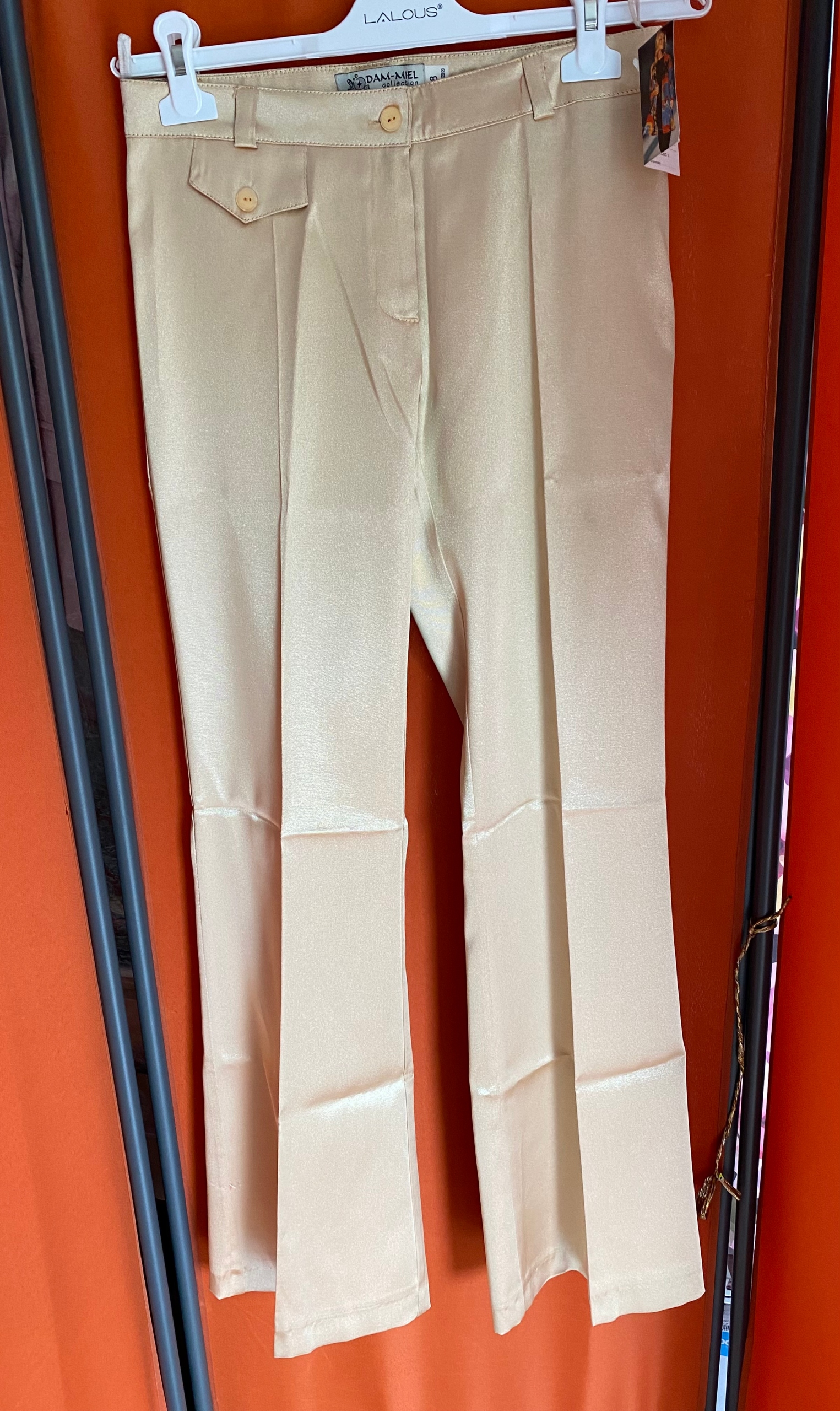 Dámské kalhoty Zlaté Saténové Dam Miel, velikost 38