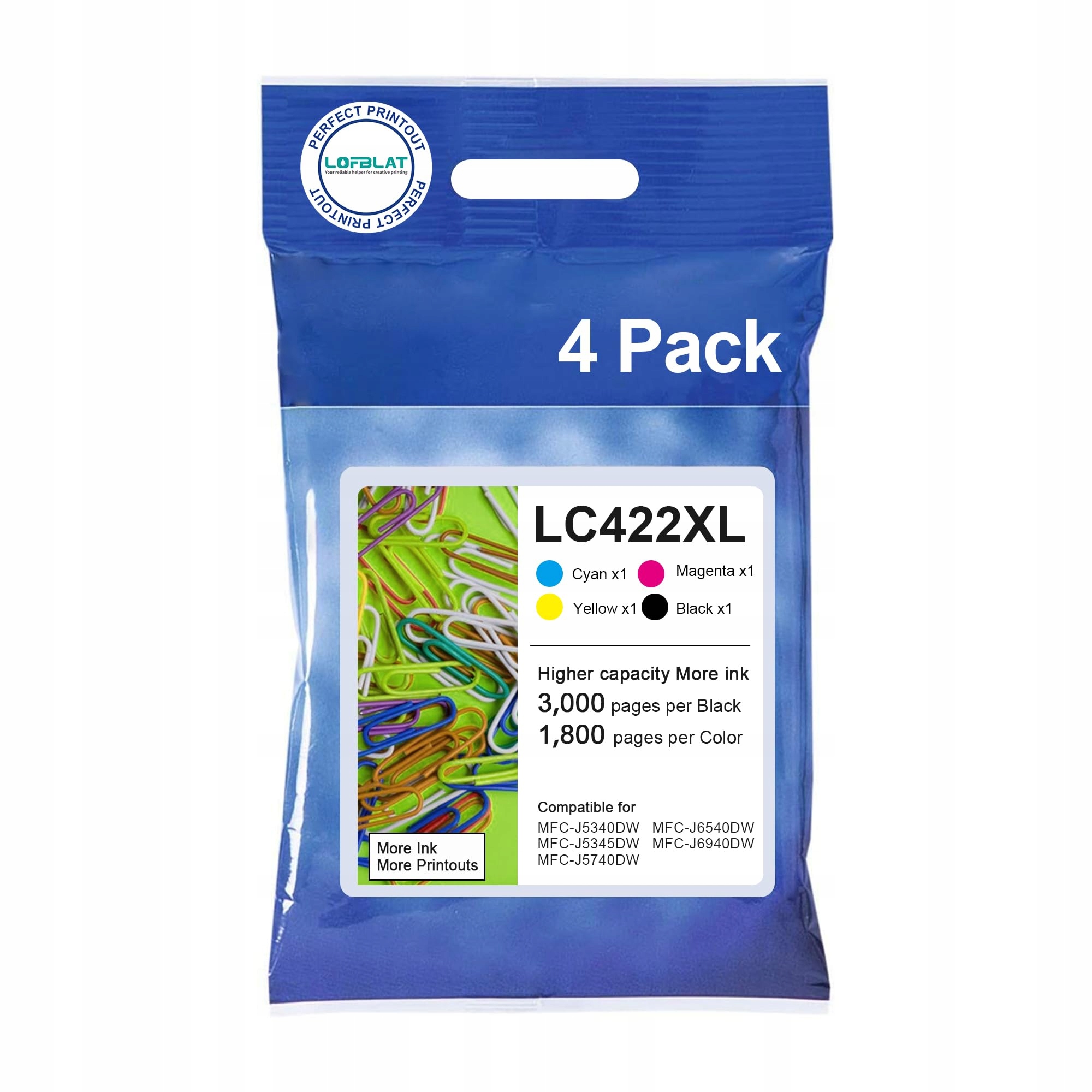 BROTHER LC422XL Tusze Zamienniki Do MFC-J5340DW J6540DW J6940DW 4 Sztuki