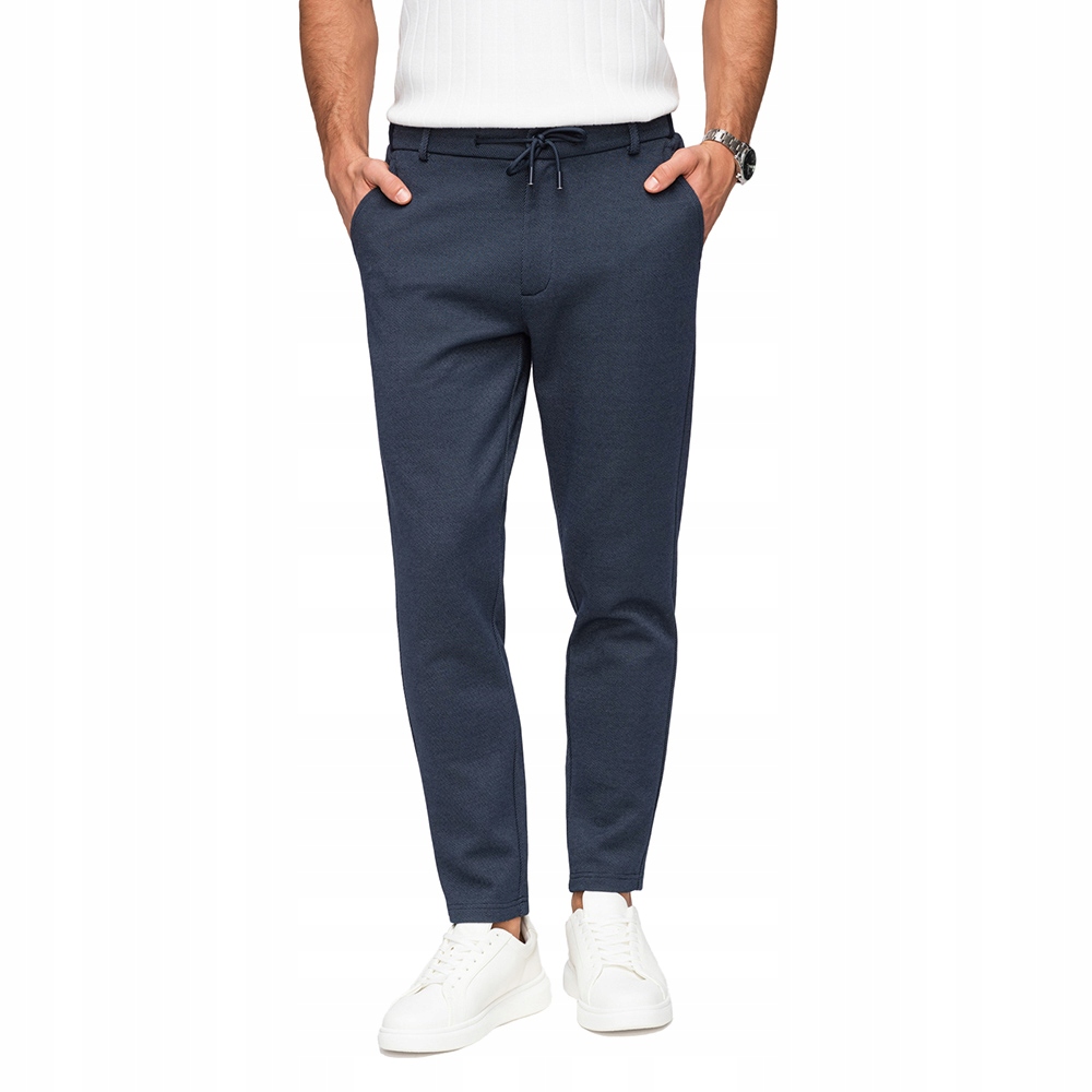 Tmavě modré pánské žakárové kalhoty Carrot Fit casual V1 OM-PACP-0292 vel. L