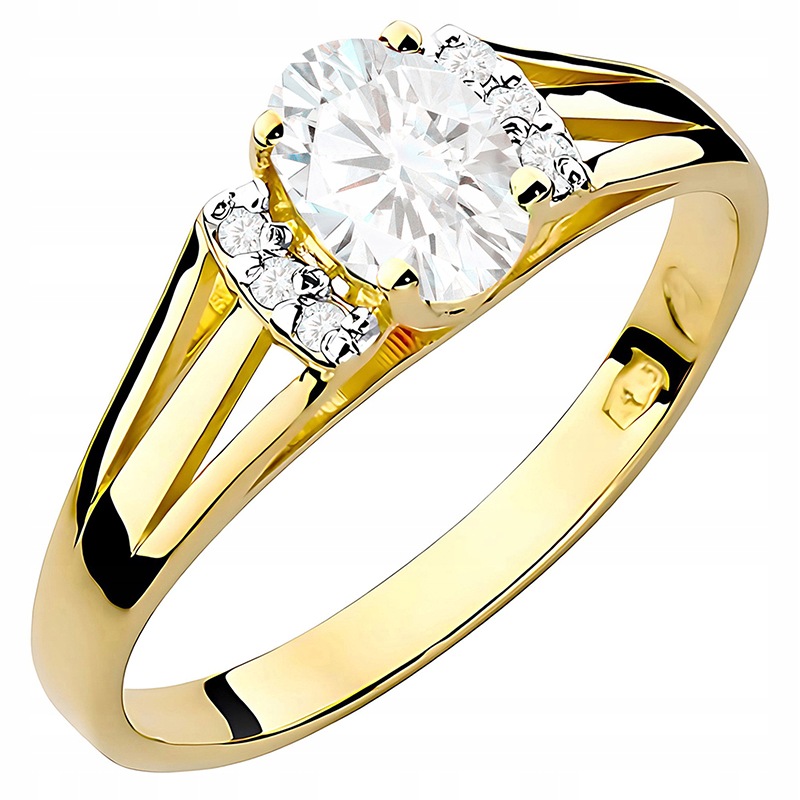 Zlatý Prstýnek pr. 585 14k s oválným laboratorním diamantem 0,40ct