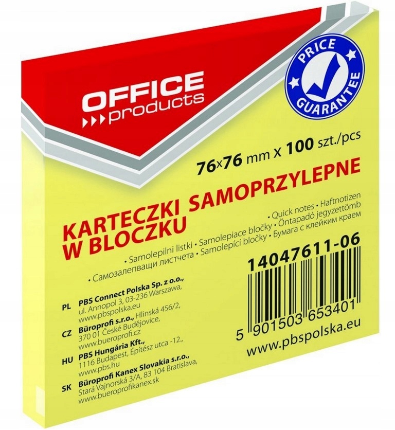 

Karteczki samoprzylepne Office Products 100szt